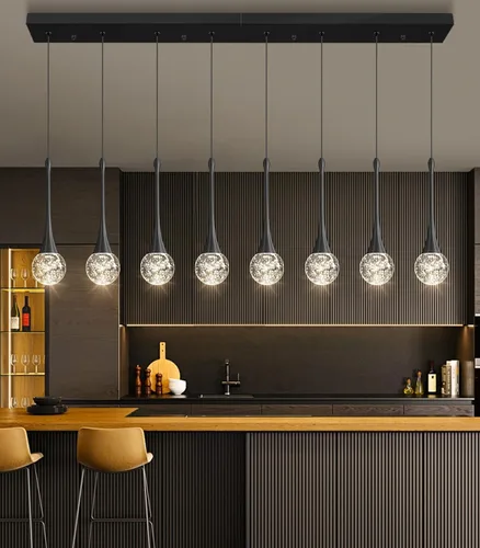 Vista 39 de Lámparas colgantes modernas para isla de cocina, LED, regulable, cristal glamuroso, iluminación colgante de techo para comedor, pasillo, dormitorio