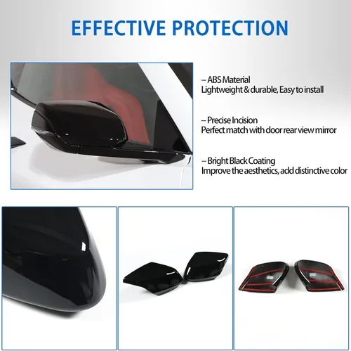 Vista 4 de Tapa para espejo retrovisor de puerta compatible con Chevrolet Corvette C8 2020-2026, cubierta de espejo retrovisor de ABS, tapa protectora