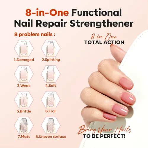 Vista 3 de modelones Fortalecedor de uñas y crecimiento de bayas ruborizadas, reparación de uñas para uñas dañadas, esmalte fortalecedor de 0.5 fl oz