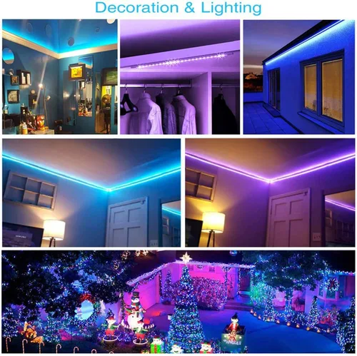 Vista 4 de DAYBETTER - Luces LED de 65.6 pies, tira de luces LED RGB 5050 flexibles que cambian de color, 2 rollos de luces LED de 32.8 pies para decoración