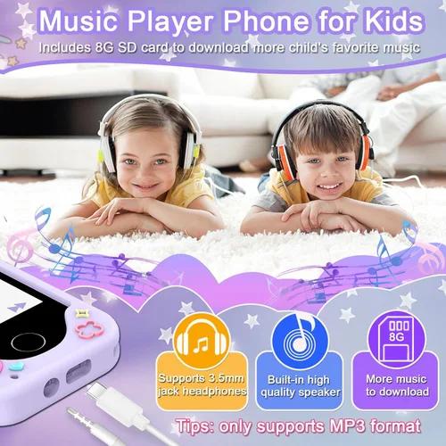 Vista 7 de Teléfono inteligente para niños para niñas, regalos de cumpleaños de Navidad para niñas de 3 a 10 años, teléfono celular, pantalla táctil de 2.8