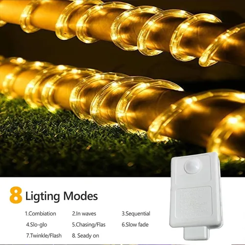 Vista 4 de Serie de luces LED de 50 pies con 360 luces LED, tubo flexible conectable con 8 modos, iluminación LED a prueba de agua para interiores y Azul