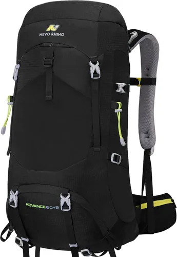Vista 7 de N NEVO RHINO - Mochila de senderismo con marco interno 50, 60, 65, 70 y 80 L, mochila impermeable para escalar, camping, con cubierta de lluvia