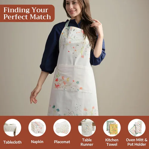 Vista 4 de Maison d' Hermine 100% Cotton Apron for women with Pocket Kitchen Chef Apron for Men Cooking Mothers Day Gifts