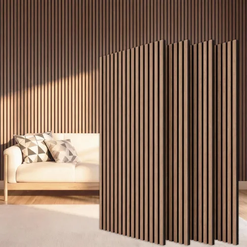Vista 18 de TONOR Paneles acústicos de madera para decoración de pared interior, paquete de 2 paneles acústicos de listones de madera de 47.2 x 23.6 pulgadas