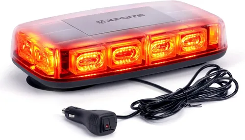 Vista 9 de Xprite - Barra de luces estroboscópicas LED de 12 pulgadas de techo mejorada con 72 LED, luz de advertencia de emergencia con base magnética
