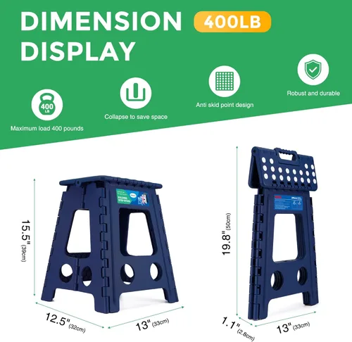 Vista 168 de Dyforce Taburete plegable de 9 pulgadas, taburete para niños, taburetes resistentes para adultos, taburetes de pie compactos, taburetes ligeros