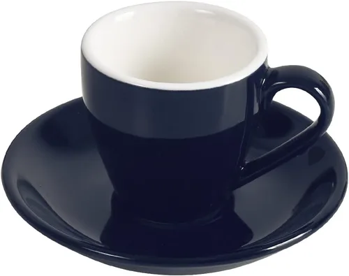 Vista 10 de Taza de café espresso de porcelana ionEgg con platillo, taza de café expreso, 80ml/2.7Oz, negro..