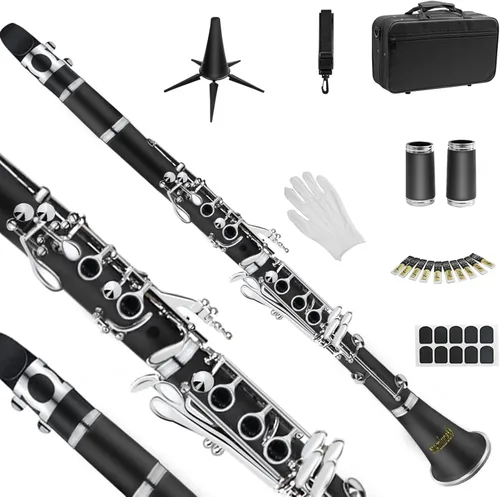 Vista 9 de Soulmate Clarinete Bb Flat 17 teclas de níquel Clarinete morado para estudiantes principiantes con estuche rígido de 2 barriles y kit de limpieza