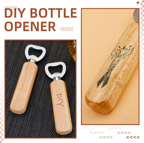 Vista 6 de Abrebotellas de madera, 20 unidades de abrebotellas de madera a granel, abridor de botellas grabable para bricolaje, para regalo, boda, fiesta