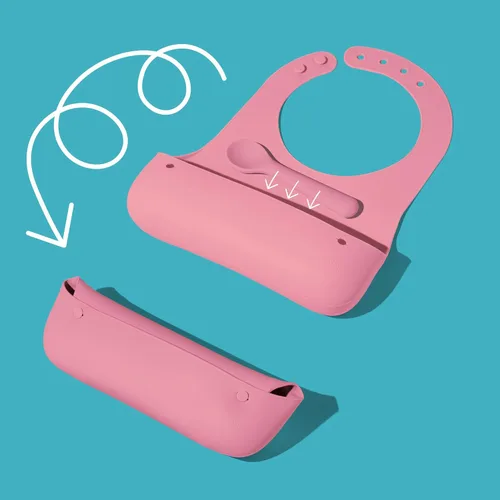 Vista 7 de Avanchy Baberos de silicona para bebé, impermeables, ajustables, sin BPA, juego unisex suave para niños pequeños con cuchara a juego