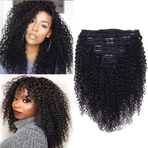 Vista 19 de Extensiones de cabello humano real rizado con clip, balayage, color marrón chocolate a rubio caramelo, 8 piezas con 18 clips, 4.23 oz/juego
