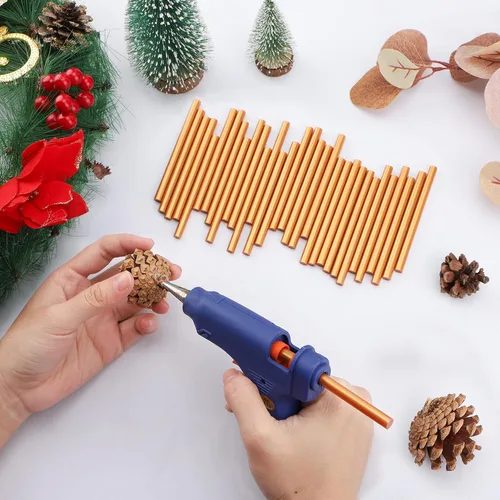 Vista 4 de ENPOINT Palitos de pegamento caliente de oro metálico, paquete de 36 unidades de mini pegamento adhesivo para manualidades, pegamento termofusible