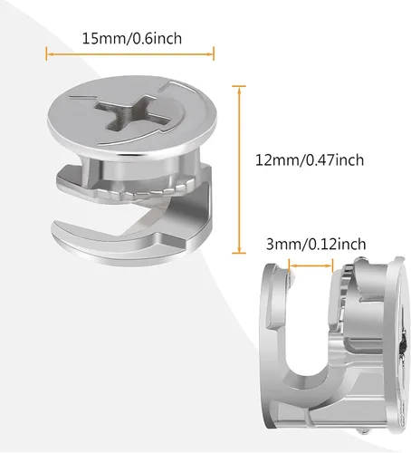 Vista 3 de 20 piezas de sujetadores de cerradura de leva para muebles, 0.591 in x 0.472 in, conectores de tuerca de bloqueo de leva para muebles, accesorios