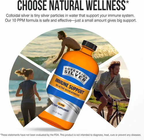 Vista 7 de Sovereign Silver Apoyo inmunológico: plata coloidal, hidrosol de plata bio-activo, 10 ppm, parte superior de giro líquido, 32 onzas líquidas
