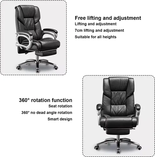 Vista 5 de Silla de oficina ejecutiva con reposapiés ajustable, respaldo alto, silla de computadora, ergonómica, respaldo alto, silla de oficina ergonómica