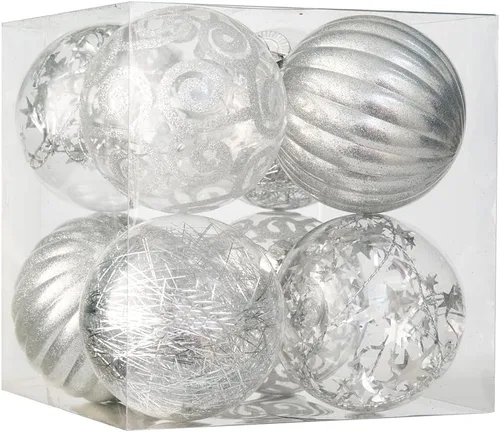 Vista 18 de XmasExp Juego de adornos de esferas de Navidad de 32 piezas, de plástico transparente inastillable dorado, esferas colgantes para el árbol
