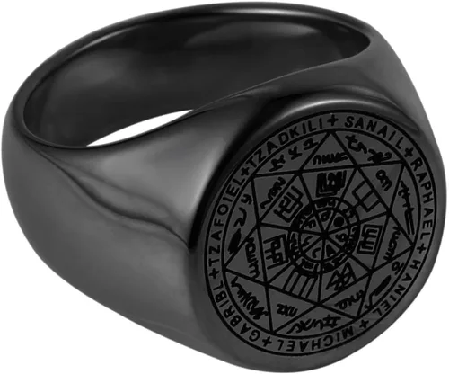 Vista 2 de HZMAN Sellos de los Siete Arcángeles Anillos Gargantilla en Plata Oro Acero Inoxidable Bnads