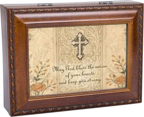 Vista 7 de Cottage Garden Caja de música de grano de madera de bodajoyero juega Ave Maria