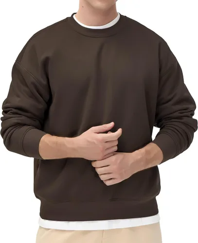 Vista 13 de THE GYM PEOPLE Sudadera de forro polar con cuello redondo para hombre, gruesa, holgada, suave, básica