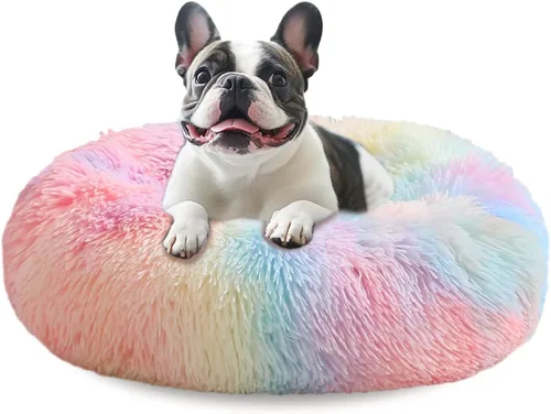 Vista 70 de JOLLYVOGUE Cama Calmante para Perros Pequeños - Cama para Perros Pequeños en Forma de Dona Lavable de 23 Pulgadas para Gatitos y Cachorros, Camas