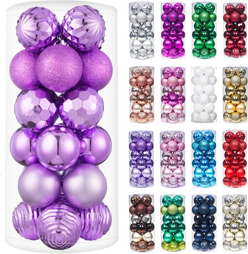 Vista 39 de XmasExp - Juego de 24 adornos de bola de Navidad mini irrompibles, adornos para árbol de Navidad, bolas de árbol de Navidad de 30 mm/1.18 pulgadas