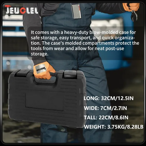 Vista 8 de Juego de 18 piezas de herramienta de extracción de tuerca de puntal de amortiguador de suspensión, juego de trinquete y llave de 1/2 pulgada