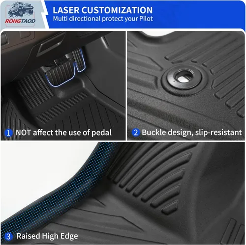 Vista 3 de Rongtaod Alfombrillas de piso compatibles con Honda Pilot 2016-2022 de 7 asientos, alfombrilla de maletero, alfombrilla de carga, forro de carga