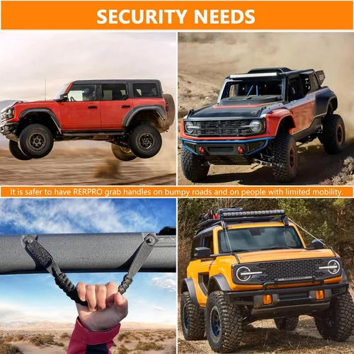 Vista 2 de Asas de agarre de barra antivuelco para Ford Bronco 2021 2022 2023 2024 2025 2 accesorios de 2 puertas y 4 puertas, mango de agarre de paracaídas