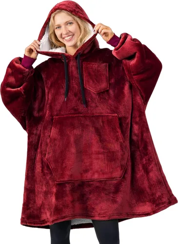 Vista 18 de PAVILIA Manta con Capucha para Mujeres, Manta de Sherpa Usable para Hombres, Sudadera de Gran Tamaño Acogedora, Sudadera con Capucha
