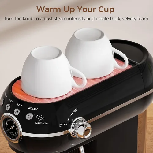 Vista 6 de KITCHMIX Máquina de café expreso con espumador de leche, cafetera espresso de 20 barras para café con leche y capuchino, máquina de café Expressions