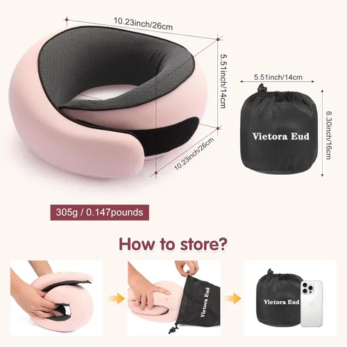 Vista 7 de Almohada de cuello de viaje, soporte de cuello de espuma viscoelástica para avión, automóvil y oficina, diseño portátil transpirable con máscara