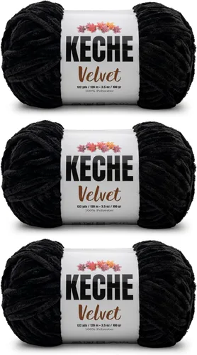 Vista 90 de Hilo de terciopelo Keche para crochet, suave chenilla voluminosa para bebé, manta Amigurumi, 100 gr (121 m) - Blanco