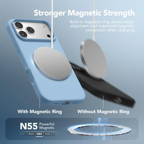 Vista 446 de GONEZ Funda magnética para iPhone 14, compatible con Magsafe, con protector de pantalla + protector de cámara, forro de microfibra antiarañazos