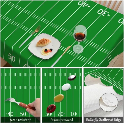 Vista 6 de Swono Mantel rectangular de campo de fútbol americano, para cocina, cena de vacaciones, 52 x 70 pulgadas