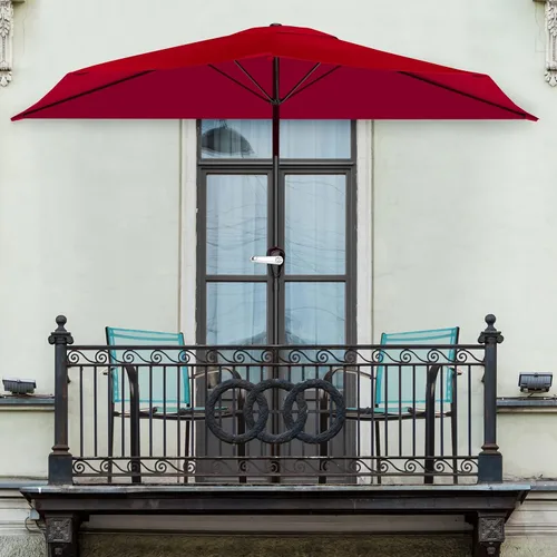 Vista 5 de Pure Garden - Parasol para patio de media caña 50-145-B 9', color azul., Rojo