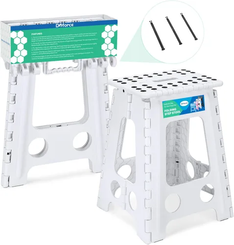 Vista 78 de Dyforce Taburete plegable de 9 pulgadas, taburete para niños, taburetes resistentes para adultos, taburetes de pie compactos, taburetes ligeros