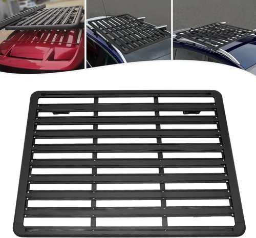 Vista 2 de Plataforma de portaequipajes para automóvil de 63 x 47.2 pulgadas, soporte de equipaje superior para automóvil, techo de aluminio, plataforma