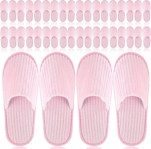Vista 8 de Panitay 20 pares de pantuflas de spa reutilizables para invitados, lavables con triple capa de forro polar coral para el hogar, interiores, hoteles