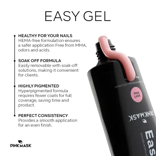 Vista 4 de PINK MASK Easy Gel 1oz 1.06 oz Rapture Rose, gel de mejora profesional de construcción, extensión rápida de uñas para principiantes, fortalecedor