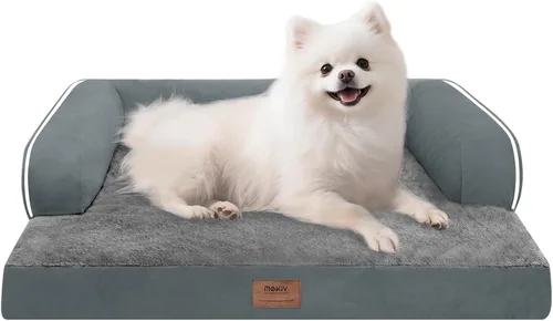 Vista 80 de Cama ortopédica impermeable para perros pequeños, cama para perros de tamaño mediano, cómoda cama para mascotas y gatos con lados, funda extraíble
