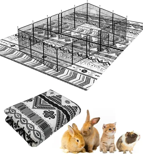 Vista 18 de BNOSDM 79" X 55" Forro de Jaula Grande para Conejos Lavable Reutilizable Alfombra de Suelo para Conejos Antideslizante para Conejos, Alfombra