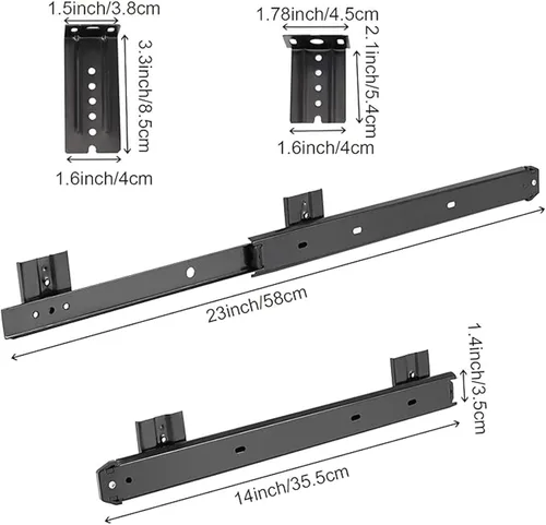 Vista 2 de ZOENHOU 3 pares de bandejas de teclado negras de 14 pulgadas, soporte de rodamiento de bolas de alta resistencia de 22 libras, bandeja