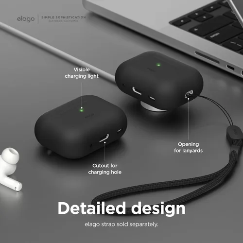 Vista 4 de elago Funda de silicona para AirPods Pro 2 Negro