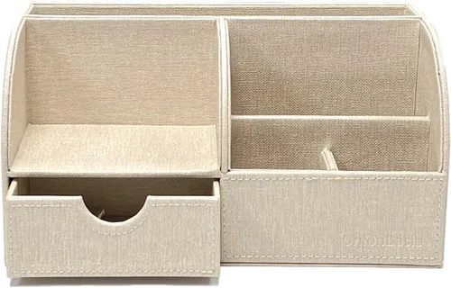 Vista 8 de UnionBasic Organizador de escritorio - Caja de almacenamiento multifuncional de cuero para escritorio con soporte para bolígrafos - Para tarjetas