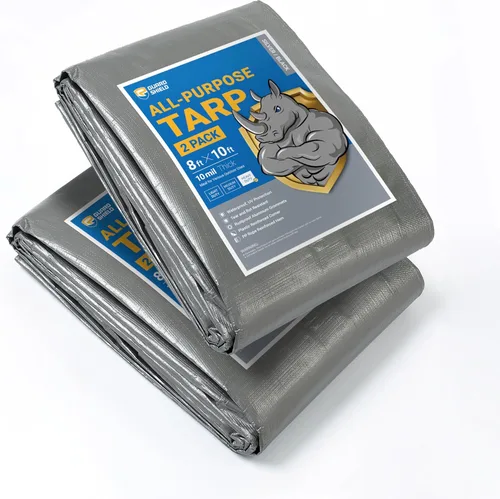 Vista 69 de GUARD SHIELD Lona resistente de 12 x 16 pies, cubierta de lona de polietileno negra y plateada impermeable, gruesa, multiusos, de 25/64 pulgadas
