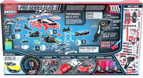 Vista 7 de HEXBUG HEXMODS Pro Series Elite Raceway, auto recargable a control remoto, kits de modelo de coche para niños y adultos, juguetes STEM para niños a