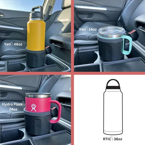 Vista 3 de Swigzy Expansor de portavasos para auto extra ancho - Hecho para Yeti Rambler de 14oz y 46oz, taza Hydro Flask de 24oz, botellas RTIC de 36oz