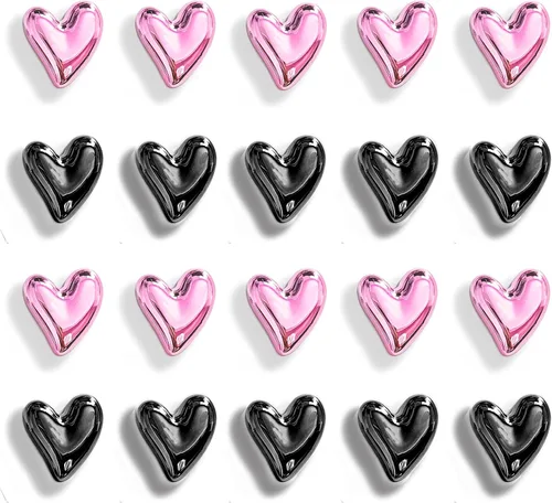 Vista 19 de 12 imanes negros para nevera de 0.83 pulgadas, pequeños imanes de corazón para refrigerador, lindo juego de imanes decorativos para el hogar
