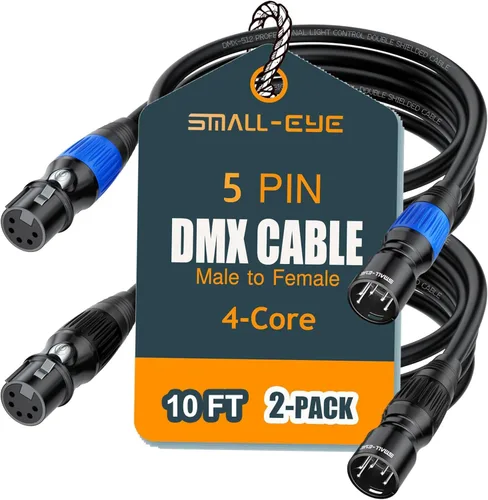 Vista 12 de SMALL-EYE Cables DMX de 5 pines de 3 pies, paquete de 2, 4 núcleos macho a